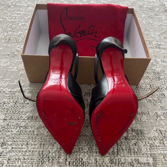 Christian Louboutin Crissos Black Patent and Nappa Leather 100mm Stiletto Heels - Picture 6 of 10